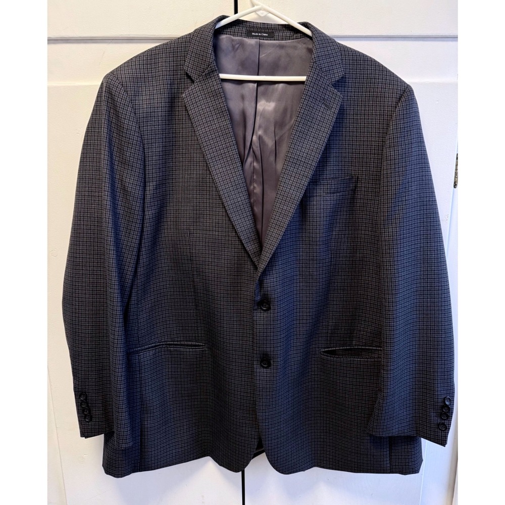 Pronto Uomo Platinum Blazer 50L Executive Fit Wool Blend Blue Houndstooth‎ Check